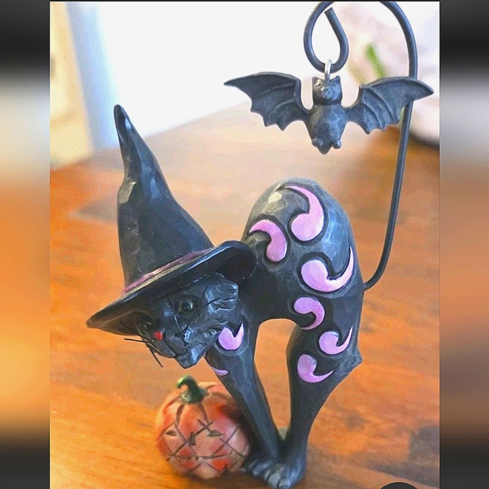 Jim Shore Heartwood Creek Halloween Black Cat Mini Statue 4034439 ENESC0